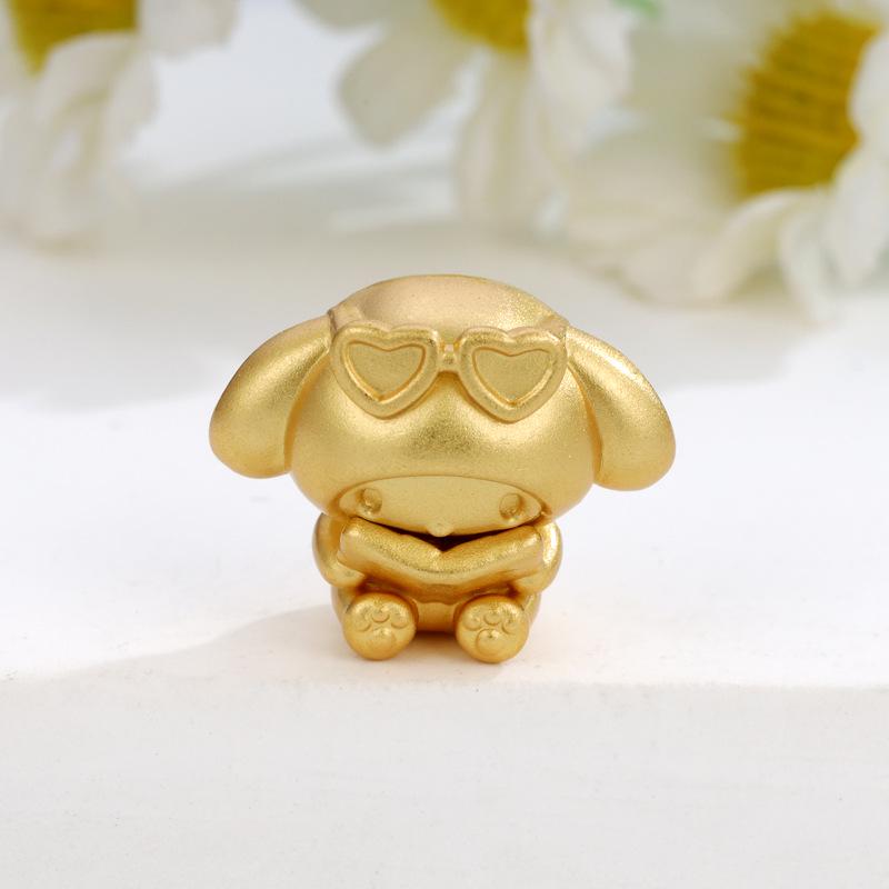 Sterling Silver 999 Cartoon Cinnamoroll and Kuromi Beaded Rope DIY Cute Loose Beads Accessories