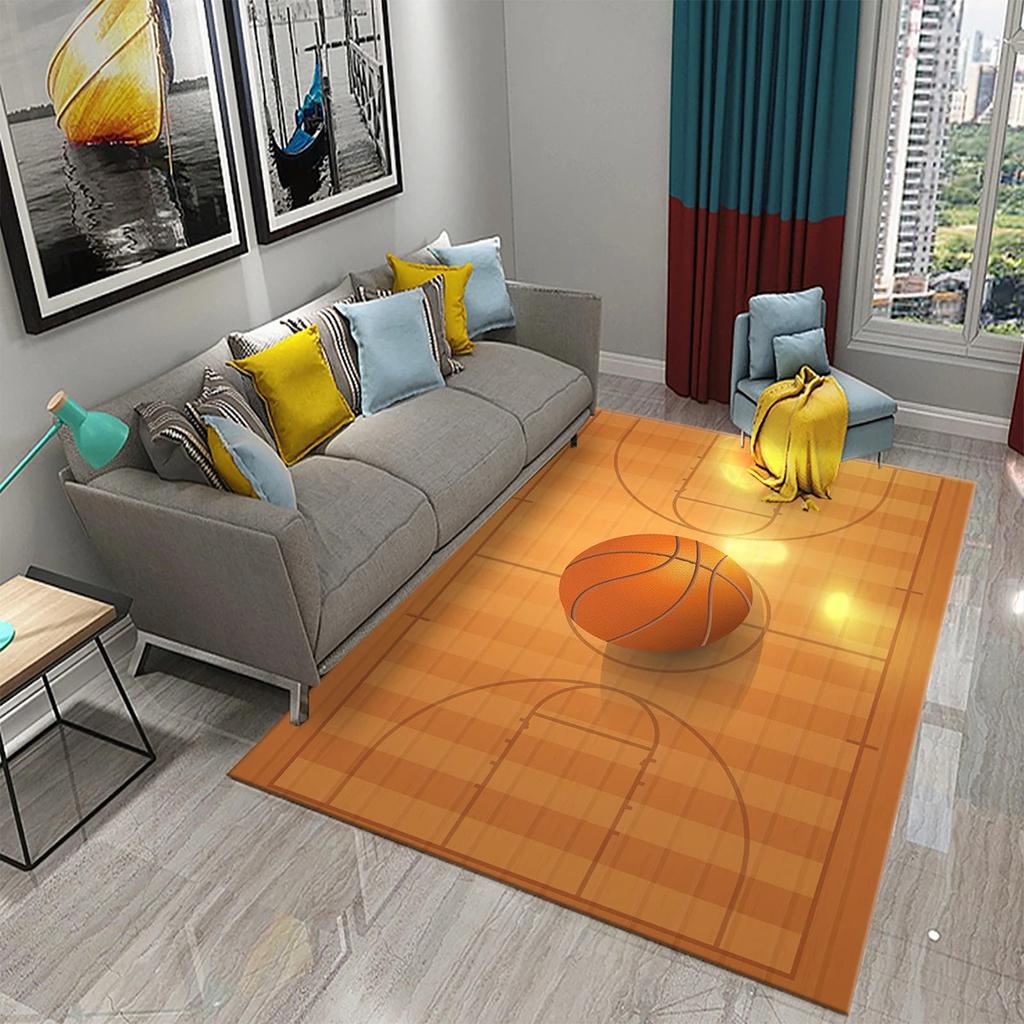 Basketball Pattern Carpet Teen Boys Playroom And Living Room Sofa Non-Slip Floor Decor