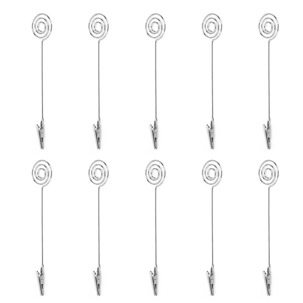 10PCS Round Table Note Clips 15*3cm Metal Table Cards Clip Table Cards Holder  Message Display