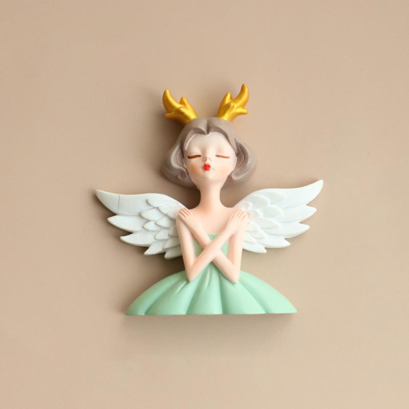 

Декор Ангел из смолы Розовый дизайн Желание Наклейка на стену для розетки холодильника для детской спальни Домашнее украшение для друзей