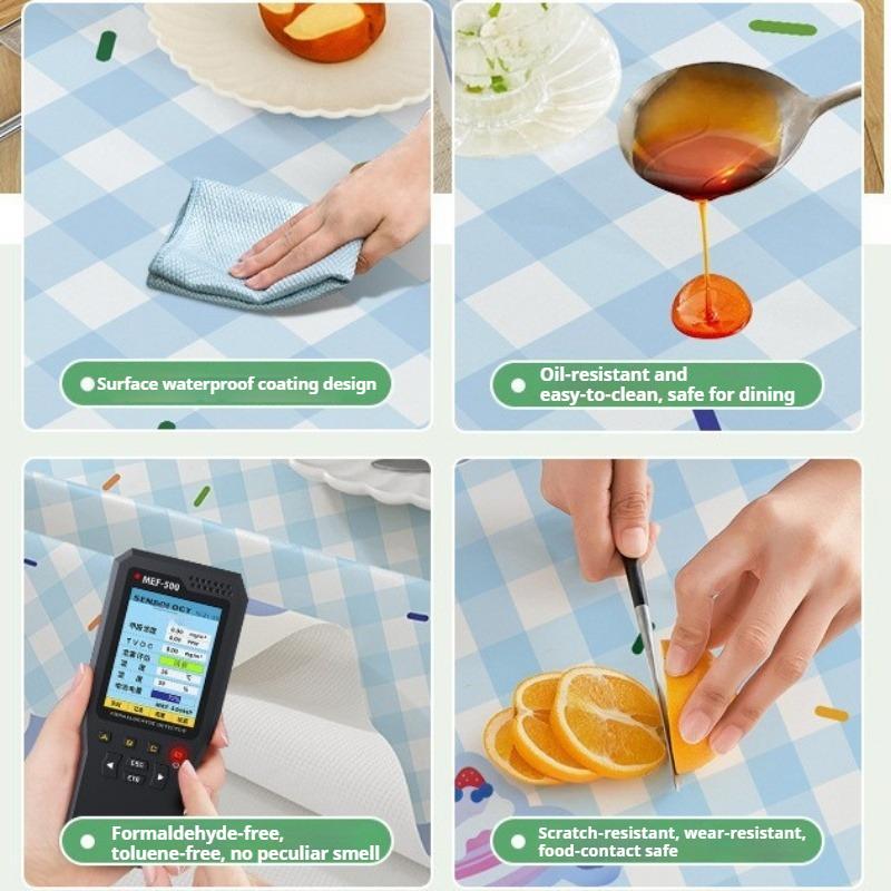 Cream Style Tablecloth Waterproof and Oil-proof Wash-free Light Luxury High-end Pvc Tablecloth Rectangular Table Mat Tablecloth