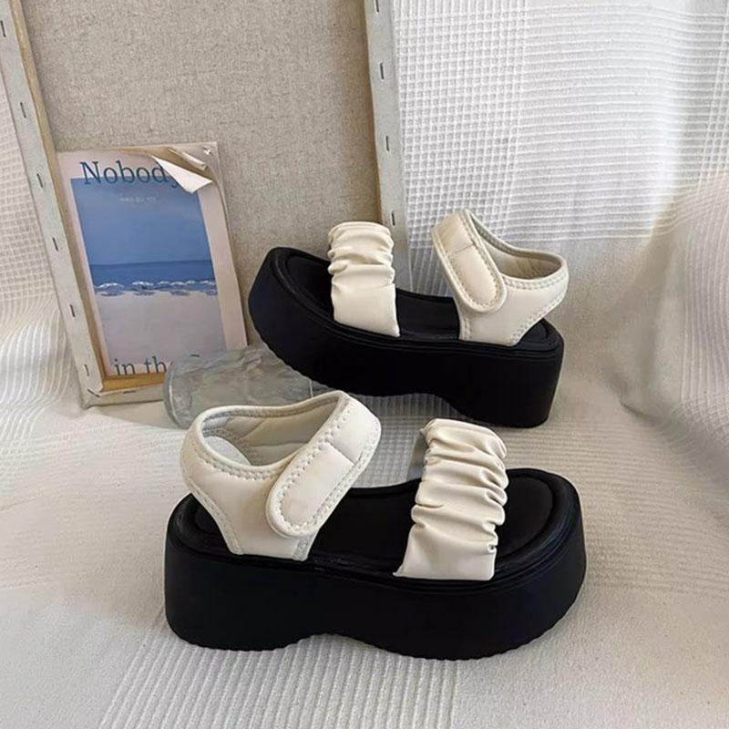 Comemore Thick Bottom Sandals Women Summer Shoes Casual Black Beige High Heels Outside Wear Temperament Wedges Sandales Ladies