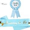 2Pcs Mommy To Be Sash Blue Pink Daddy To Be Badge Baby Shower Party Expectant Mother Father Costume Decoration Photo Prop Gender Reveals