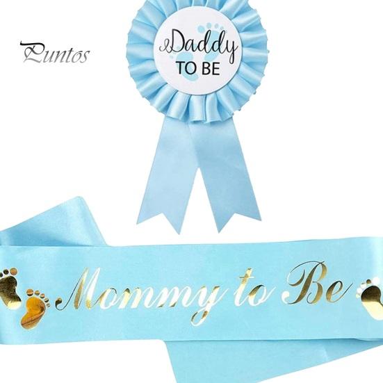 2Pcs Mommy To Be Sash Blue Pink Daddy To Be Badge Baby Shower Party Expectant Mother Father Costume Decoration Photo Prop Gender Reveals