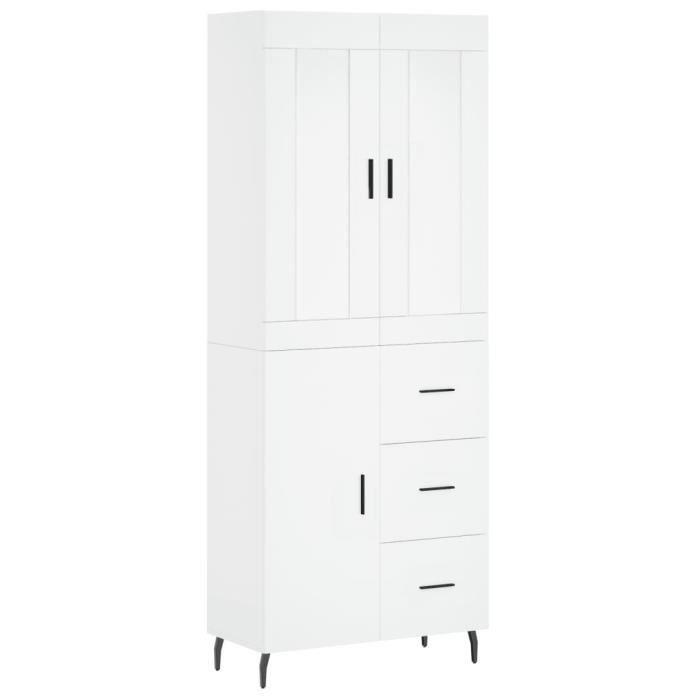 VidaXL Buffet haut Blanc 69,5x34x180 cm Bois d'ingénierie 3199825