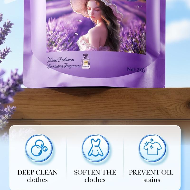 Large capacity lavender bacteriostatic laundry detergent 2KG clean and clean fragrance