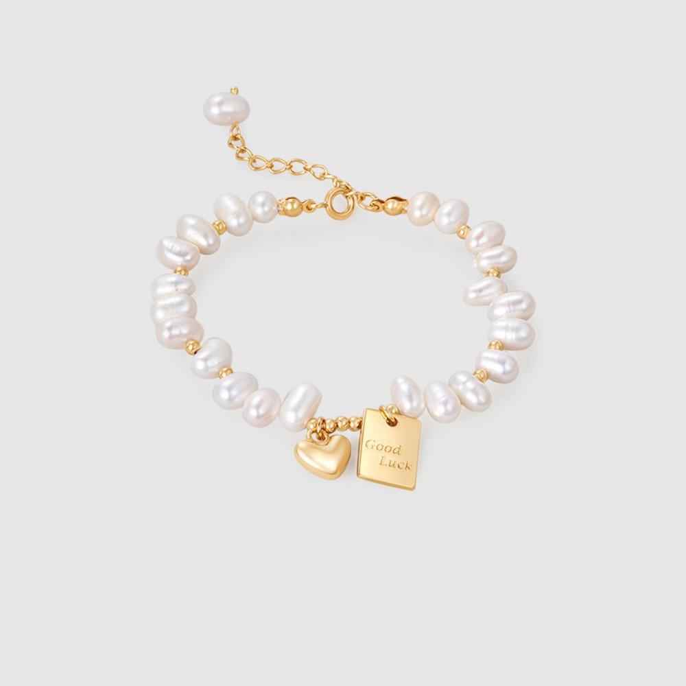 Baroque Natural Freshwater Pearl Beaded Bracelet Women's High-end Sense Light Luxury Niche Design Sense Versatile Jewelry
