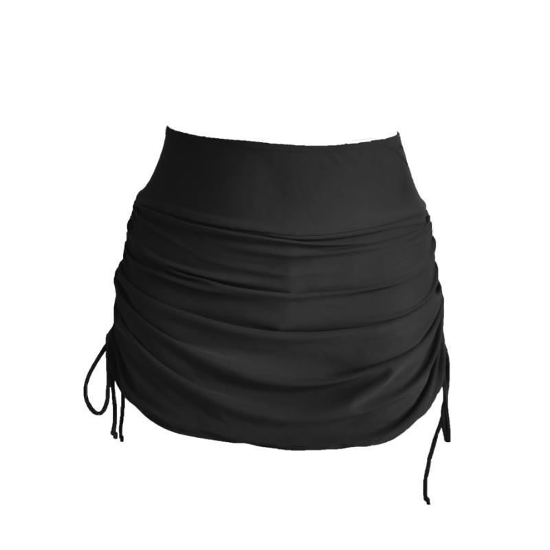 Women s Black High Waist Drawstring Ruched Mini Skirt S