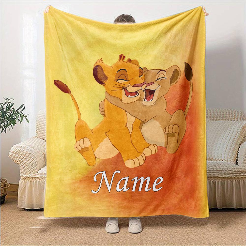 Custom Name Lion Adventure Party Blanket For Couch Bed Plush Cozy Fuzzy Blanket Super Soft Warm Blankets For Fall And Winter 0916270