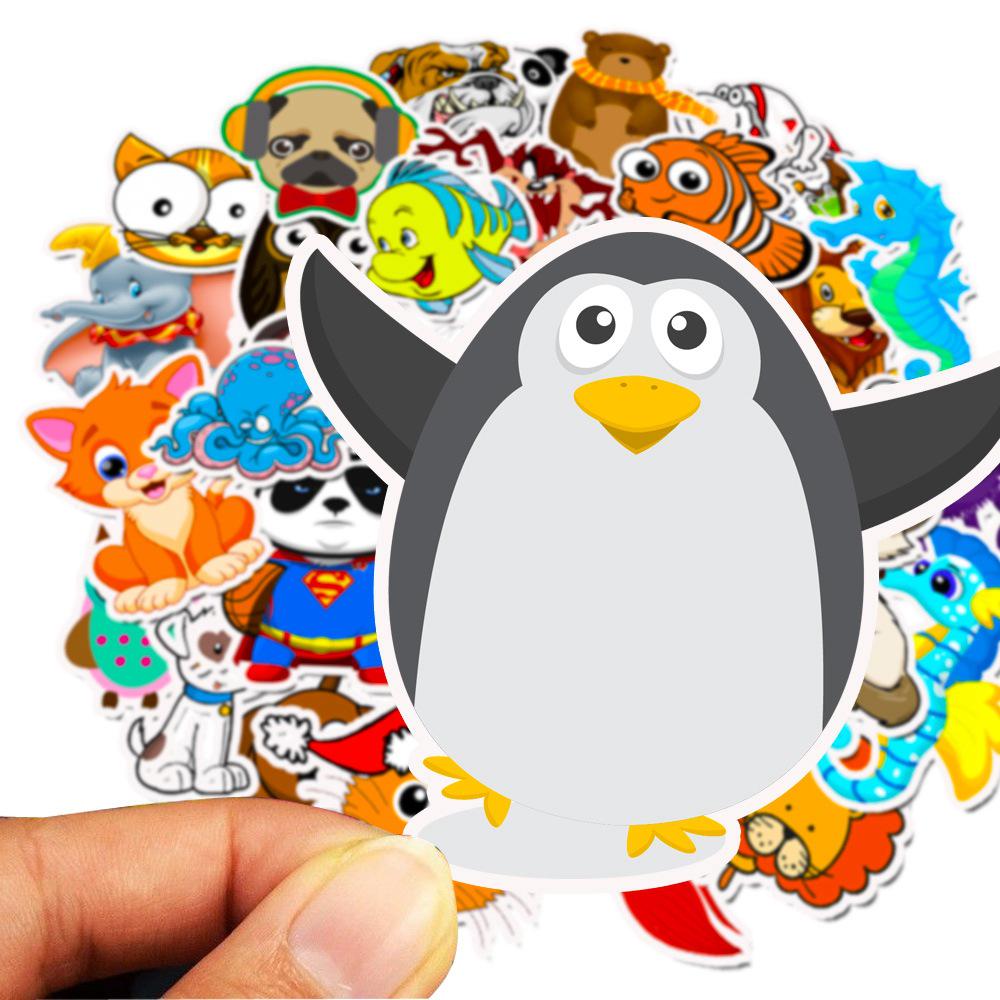 50 Cute Animal Stickers Suitcase Motorcycle Trolley Case Notebook Guitar Non-infringement Waterproof Stickers