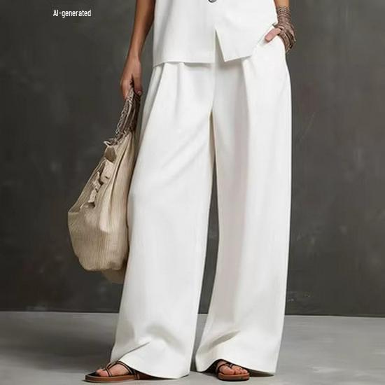 2026 European-American Linen Summer Set: Sleeveless Vest + Wide-Leg Pants - Gentle, Effortless Style