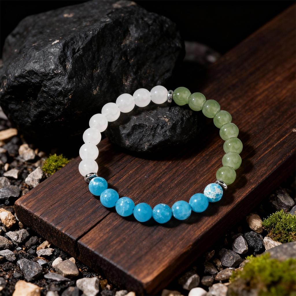 Festive Gifts White Jade Prehnite Blue Cracked Agate Beaded Bracelet Natural Fashion Jewelry For Men Women Daily Wear Gift
