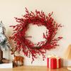Christmas Wreath Realistic Decorative Decorated with Red Berries Artificial Wreath for Window House Festival Holiday Party
