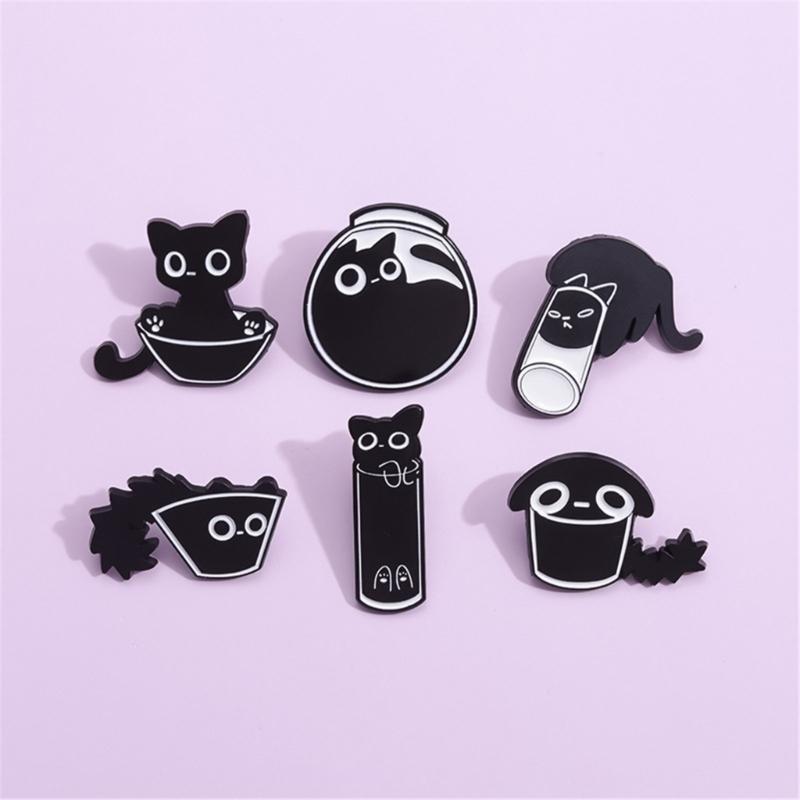 Lovely Cats Enamel Lapel Pin Cartoon Animal Designs Brooches Portable for Jackets Hats and Backpacks