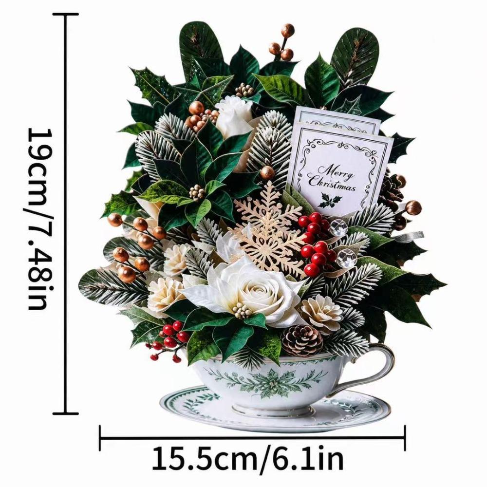 3D Pop Up Teacup Card with Envelope & Message Note Floral Bouquet Cards Pop Up Card for Mom & Her