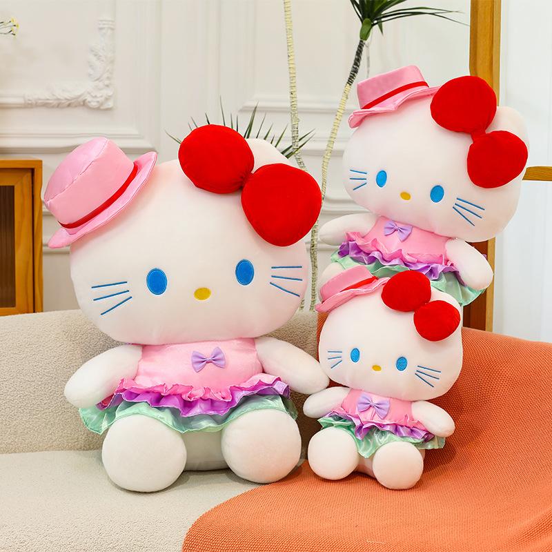 New Hat Kitten Plush Toy, Cute Children's Gift Throw Pillow, Leather Shell Large Doll Machine Gift