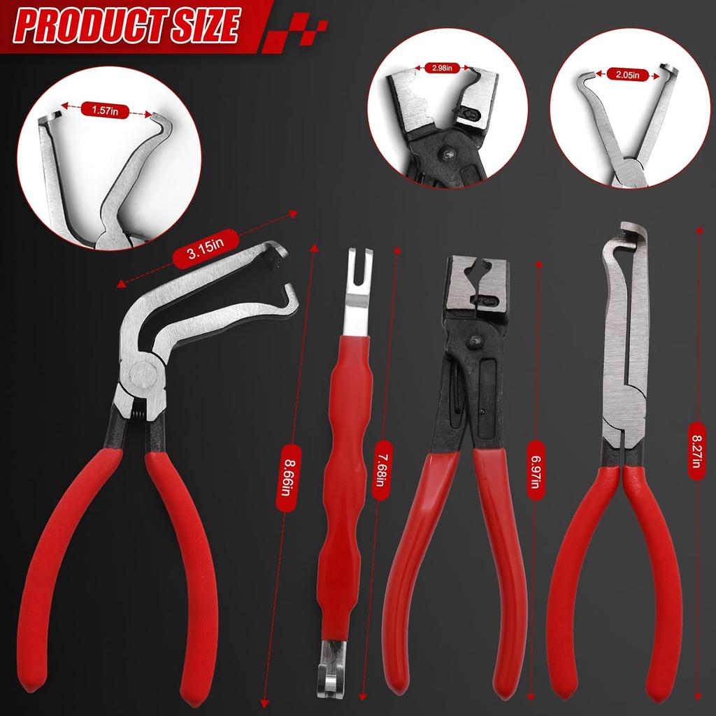 4-Piece Electrical Disconnect Pliers, Automotive Plug & Connector Tools