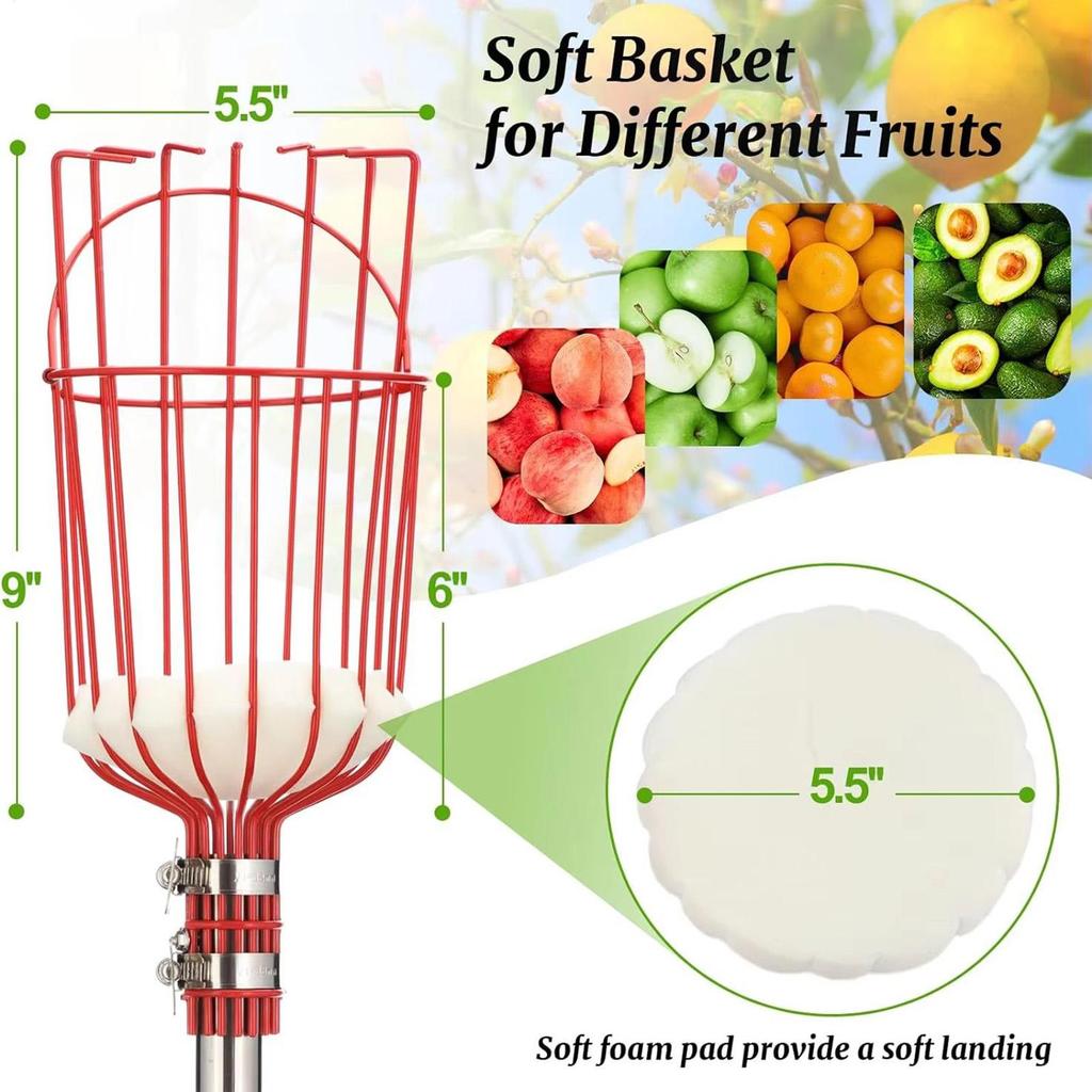 Farm Garden Picking Device Garden Tools Deep Basket Fruit Picker Head Convenient Fruit Catcher Apples Peach Picking