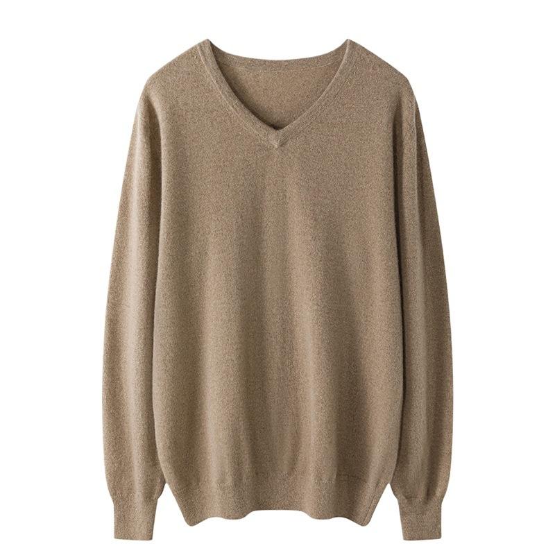 100% Pure Cashmere Shirt New V-Neck Pullover Sweater Long Sleeve Knitting