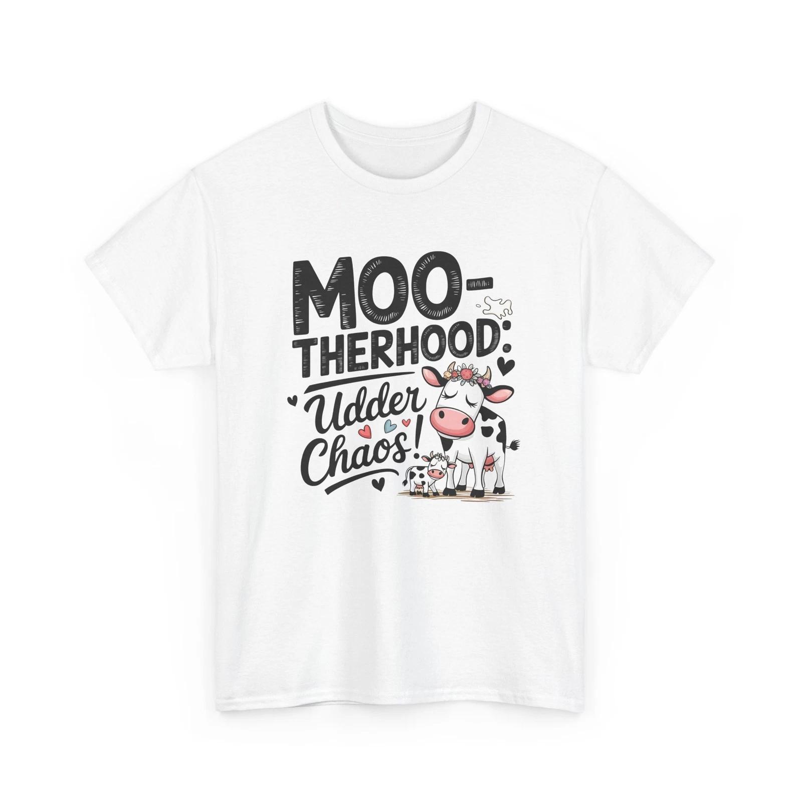Nerdy Funny T-Shirt - Geeky & Witty Humor Tee Moo-therhood Udder chaos Shirt S