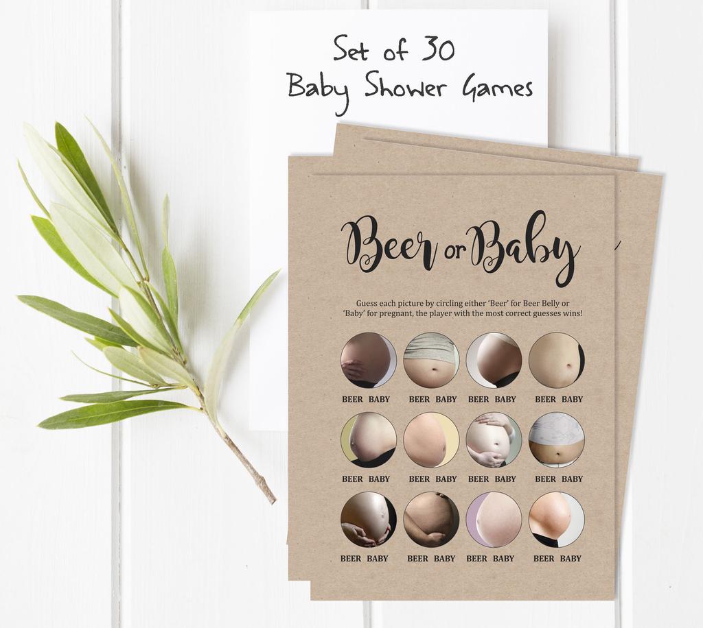 Inkdotpot Beer Or Baby Rustic Games Party Supplies Activity Cards Baby Shower Game Ideas Gender Neutral Games Its A Boy Or