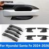 Side Door Handle Bowl Cover Trim For Hyundai Santa Fe 2024 2025 2026 Carbon Fiber Protector Exterior Accessories Car Styling