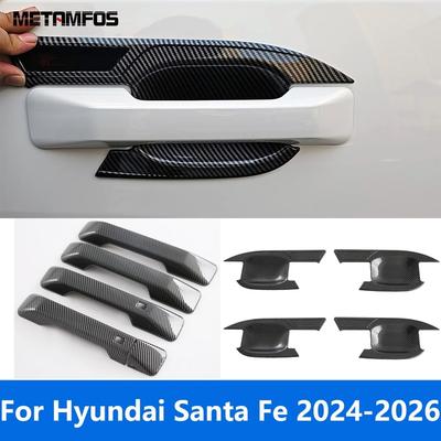 Side Door Handle Bowl Cover Trim For Hyundai Santa Fe 2024 2025 2026 Carbon Fiber Protector Exterior Accessories Car Styling