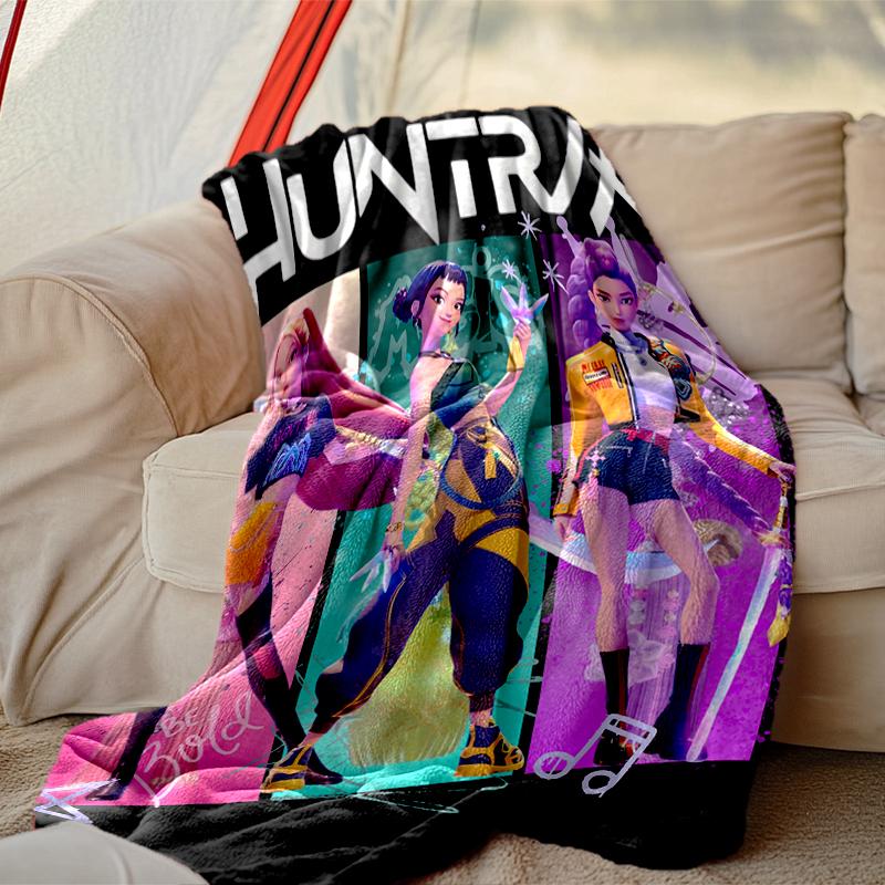 1pc Kpop Demon Hunters Blanket, Cozy Valentine's Day Blanket, Multi-functional Nap Blanket Available Throughout the Four Seasons