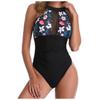 Women's Printed One-Piece Conservative Mesh Bikini With Bra Pad And No Steel Bra Swimming Costume