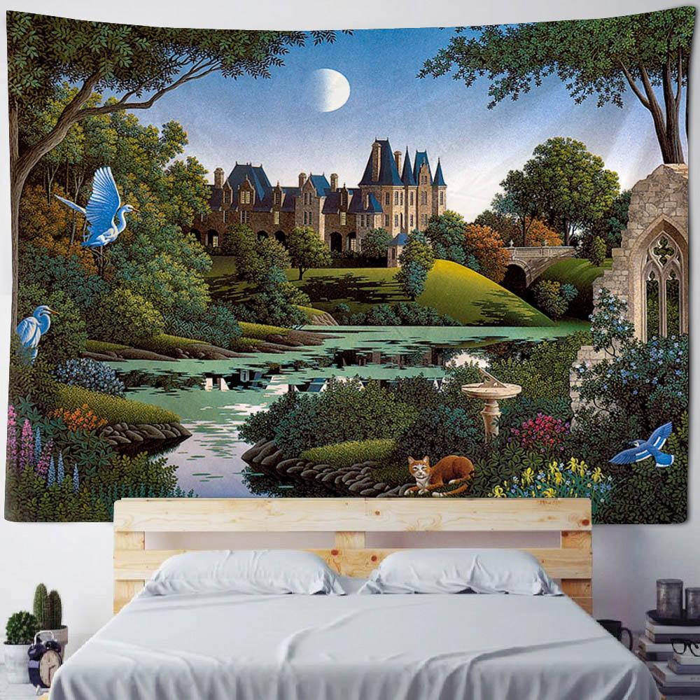 Garden Landscape Tapestry Home Decoration Art Wall Hanging Hippie Bedroom Wall Background Blanket Bed Sheet Sofa Coverage