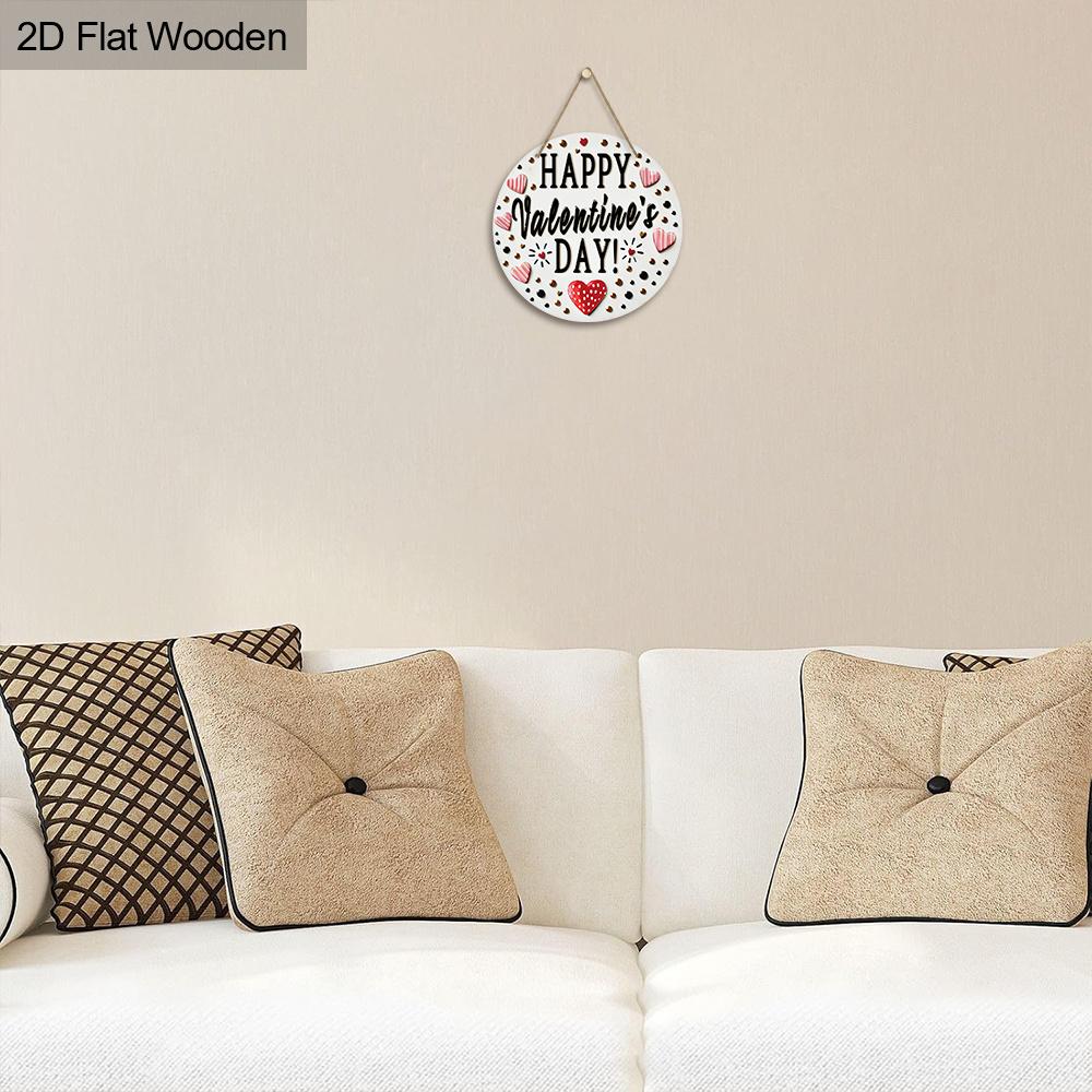 Happy Valentine's Day Wooden Sign - Unique Decorative Hanging Plaque with Romantic Love Pattern - Ideal Gift for Couple