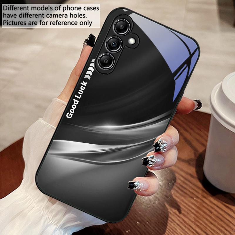 Lucky Gradient Ripple For Samsung Galaxy A14 4G 20 30 52 20S 21S 22 32 33 34 42 50 51 53 54 70 71 72 73 5G Glass Phone Case