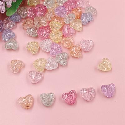 20PCS 9.8*11mm Heart Shape Loose Beads Crack Beads Handing Craft For DIY  Jewelry Making Charms Handmade