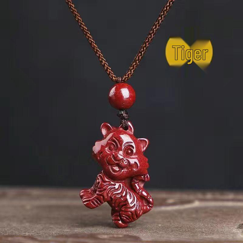 

Cinnabar Zodiac Tiger Pendant Necklace for Children & Adults