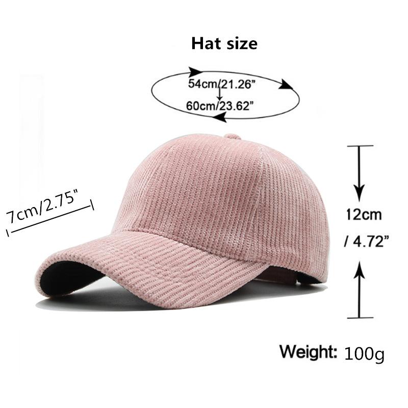 Hat Baseball Cap, Corduroy Mixed Color Baseball Cap Versatile Checked Cold Cap