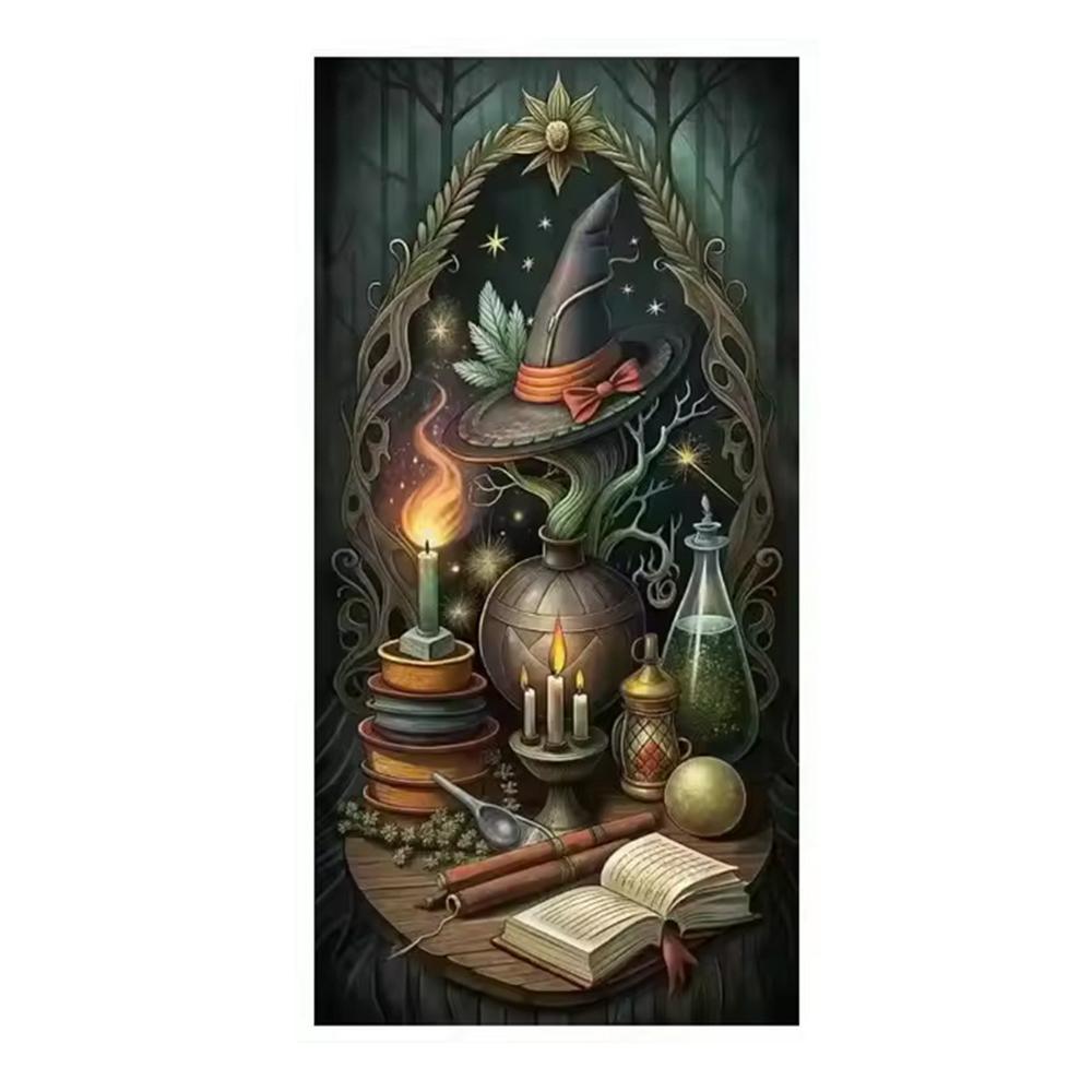 5D DIY Diamond Painting Cross Stitch Kit - Fantasy Magic Books Design, Full Round Diamond Mosaic for Home Decoration