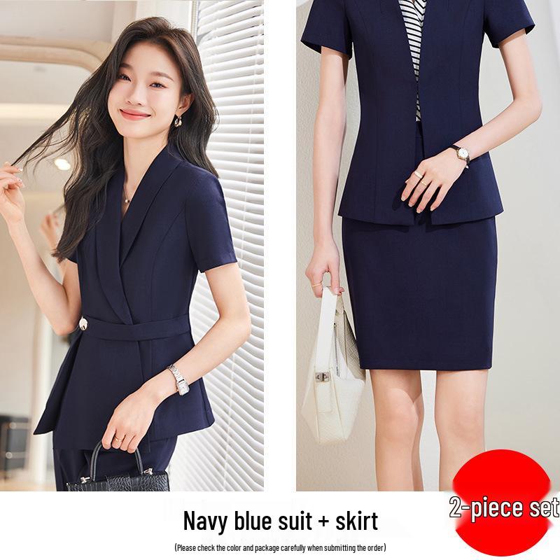 Set Costum Profesional de Vară pentru Femei – Ideal pentru Recepția Hotelului, Magazine de Bijuterii, Saloane de Frumusețe