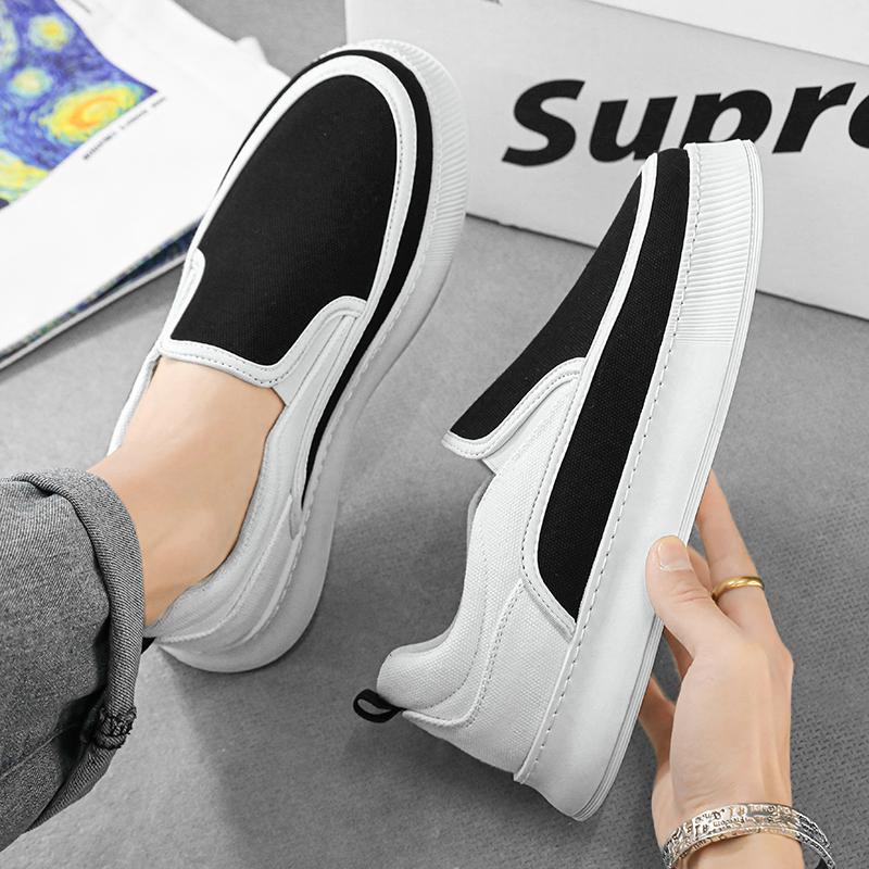 Loafers Low-top Canvas Ventilate Soft and Comfortable Sports and Leisure Skateboard Thick Bottom Shoes for Men Wear-resistant