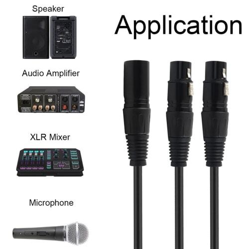 Xiatiaosann XLR Splitter Cable, Microphone Cable, XLR 3-Pin Male to Dual XLR Female Splitter, Y Splitter DMX Cable Patch Cord, XLR Jack to Two XLR Plu