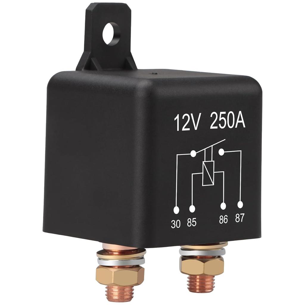 Starter Relay, 12V 250A, 4 Pin SPST, Continuous Duty Relay, Car Battery Control Relay, Automotive Heavy Current Start Relay Car Relay (1)