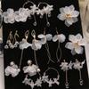 Korea Elegant Temperament White Color Petal Earrings for Women Wedding Party Jewelry Gifts