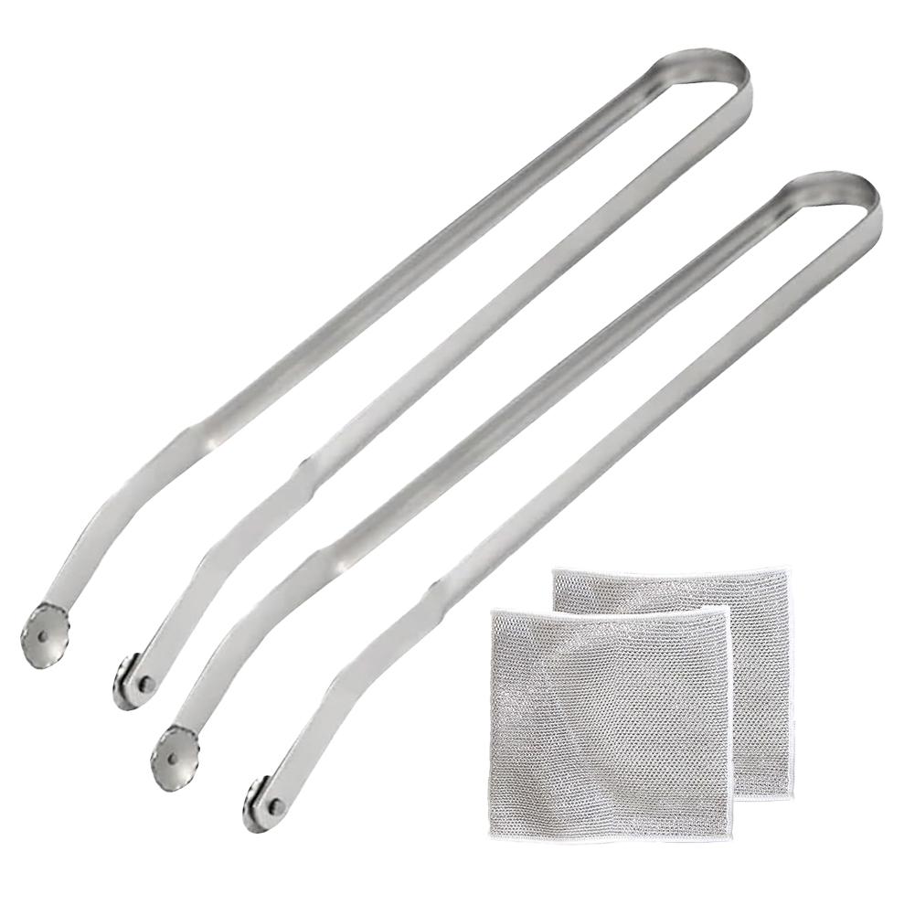 

Щипцы для переворачивания колбасок барбекю с чистящей салфеткой, щипцы для приготовления стейков с длинной ручкой, многоцелевые для переворачивания бекона, стейка, мяса