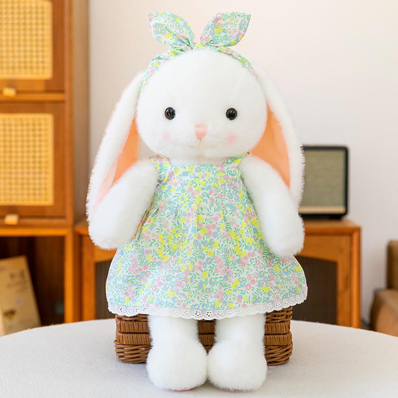 Plush Rabbit Doll With Flower Dress For Kids Girls Gift And Bedroom Decor