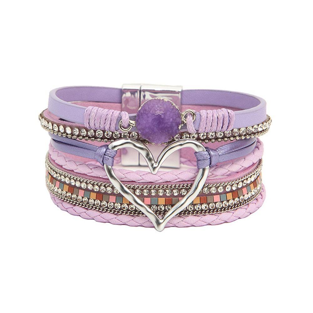 Big Love Bohemian Multilayer Bangle PU Leather Multilayered Bracelet Charm Bangles  Women Lady Girl