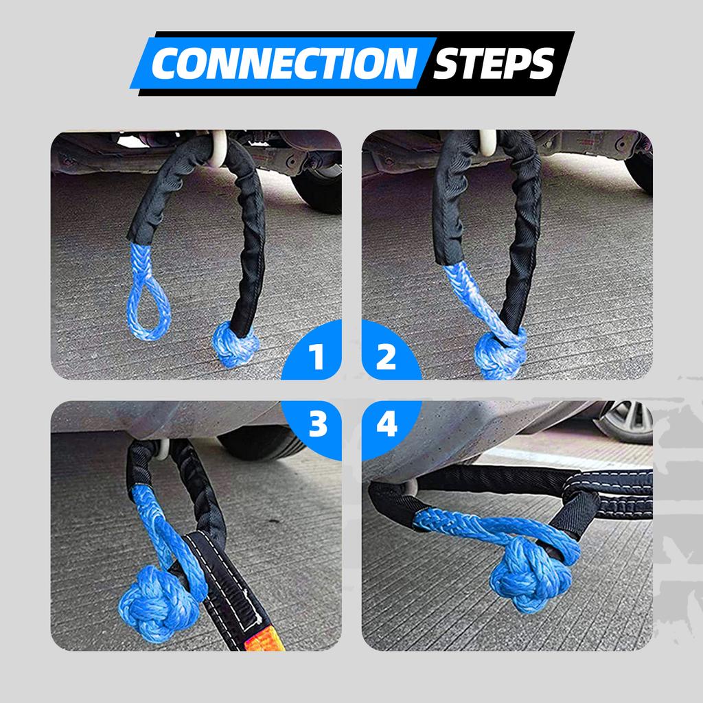 Grillete Blando de Cuerda Sintética de 41000 lbs, Correa de Grillete de Remolque Resistente para Todoterreno 4X4, con Funda Protectora para Jeep, Camión, SUV