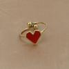 Fashion Stainless Steel Heart Shaped Rings For Women Classic Adjustable Size Gold Color Ring Wedding Party Jewelry