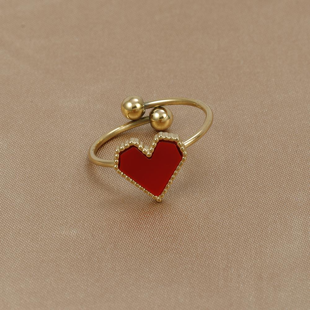Fashion Stainless Steel Heart Shaped Rings For Women Classic Adjustable Size Gold Color Ring Wedding Party Jewelry