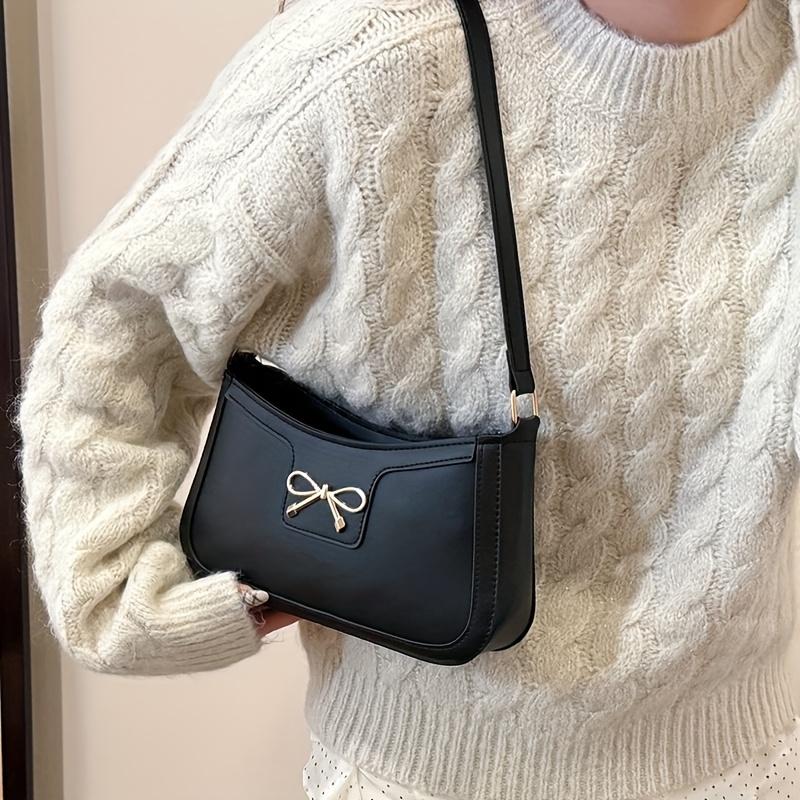 Women's Fashionable Shoulder Bag, Suitable for Banquets and Shopping, Bow-element Underarm Bag, Durable Material Handbag