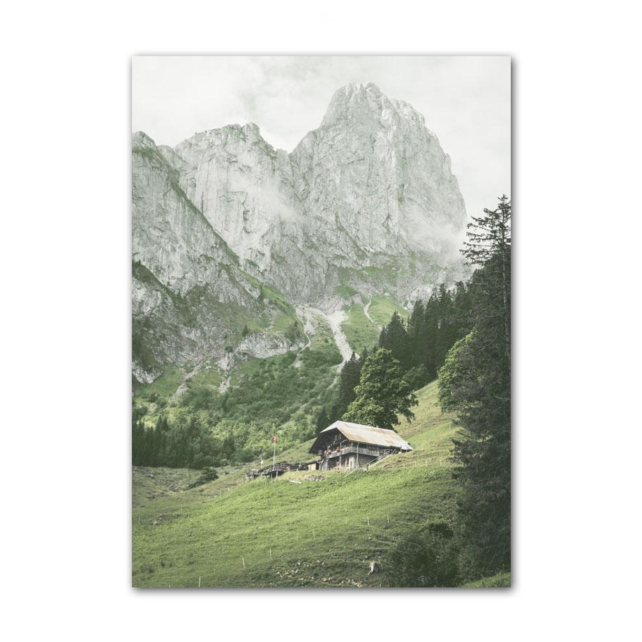 White Flower Dandelion Green Hill House Wall Art Canvas Painting Nordic Posters And Prints Wall Pictures For Living Room Decor