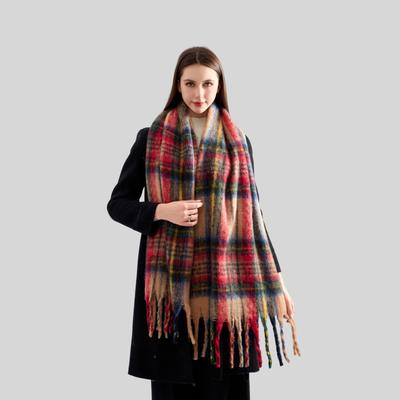 Designer English Classic Plaid Fringed Scarf Women's Winter with Soft and Thickened Scarf Direct Sale